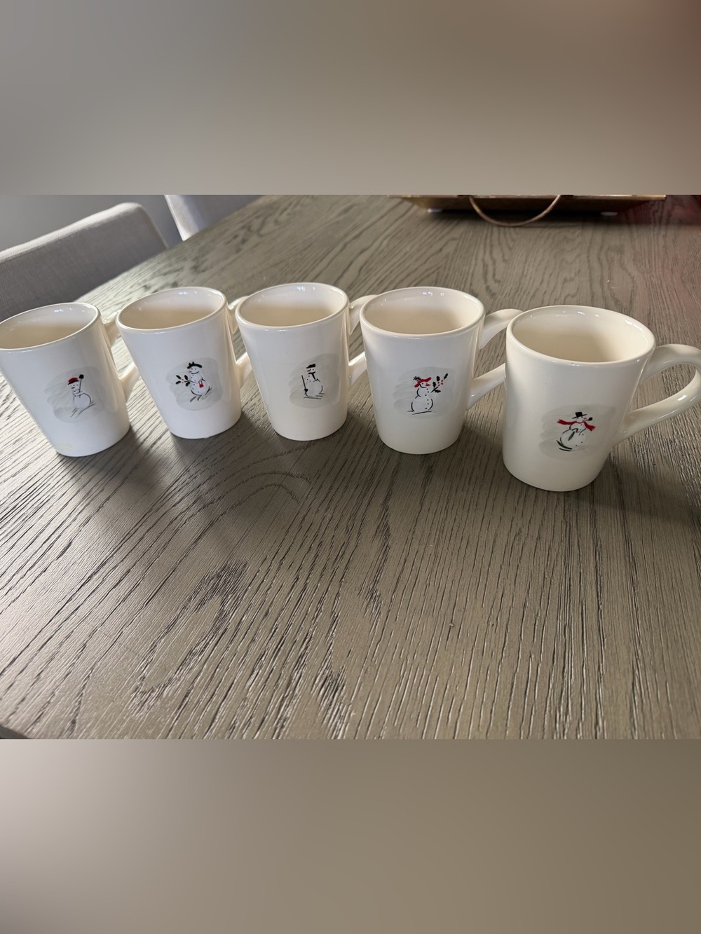 Williams-Sonoma "Winter Snowman" Stoneware Mugs (Set of 5) — Circa 2003